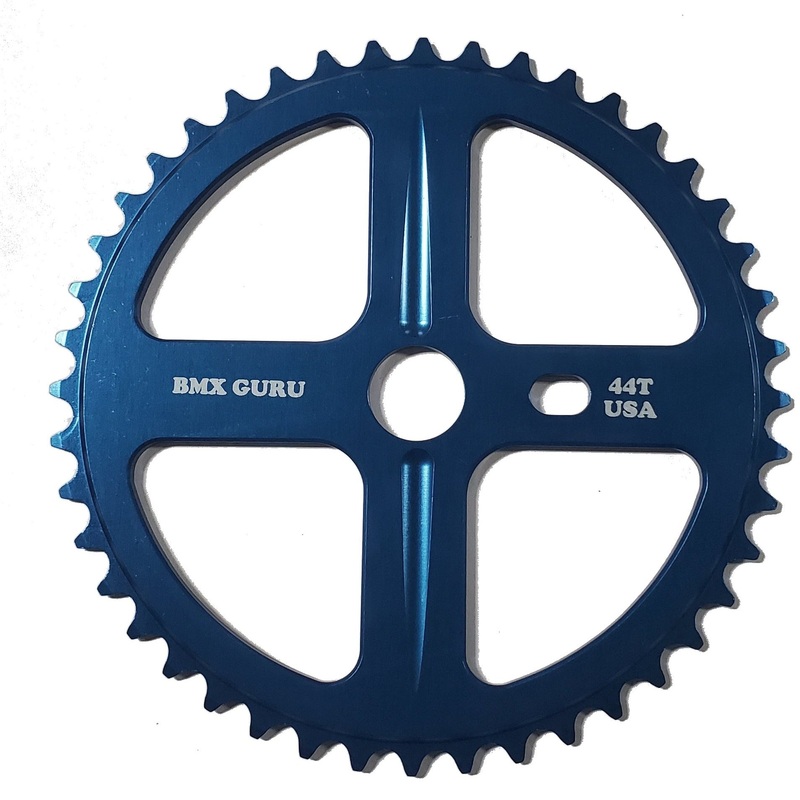 BMXGuru 44t Bolt Drive BMX Aluminum Sprocket / Chainwheel – Blue – USA Made