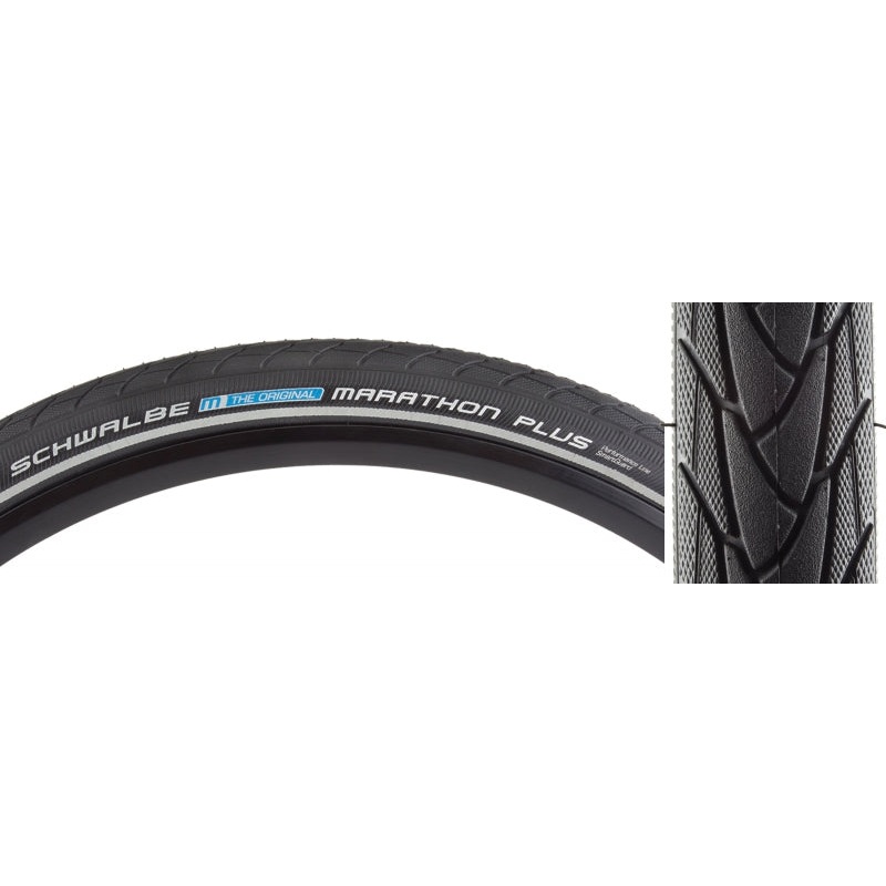 Schwalbe Marathon Plus Tire – 16 x 1.35 Clincher Wire BLK/Reflective Performance Endurance SmartGuard E-50