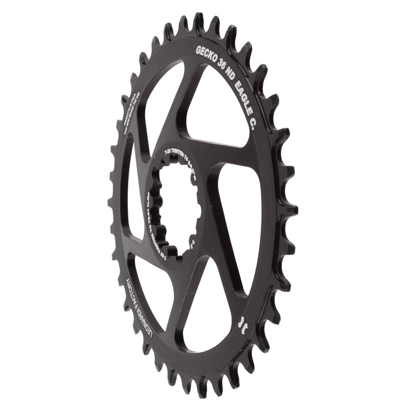 Leonardi Gecko Boost Direct Mount Chainrings  CNC Machined 7076 T6 Aluminum, Anti-Chain Drop, 30-38T, Black, Compatible with SRAM/GXP and Shimano 12V