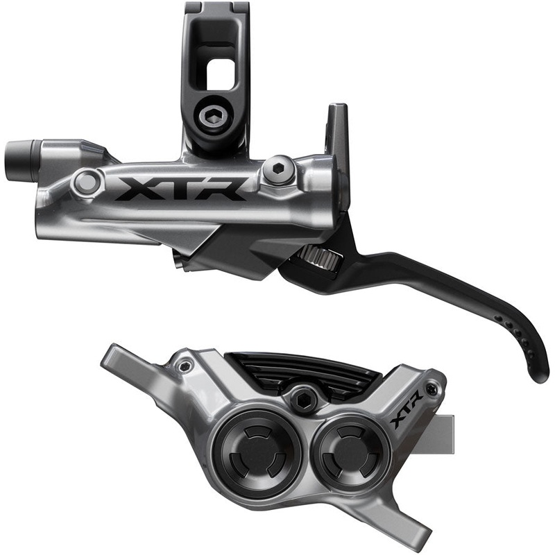 Shimano XTR M9220 Enduro Disc Brake and Lever – Left/Front, Post Mount, 4-Piston Caliper, SM-BH90-SBM Hose, Finned Metal