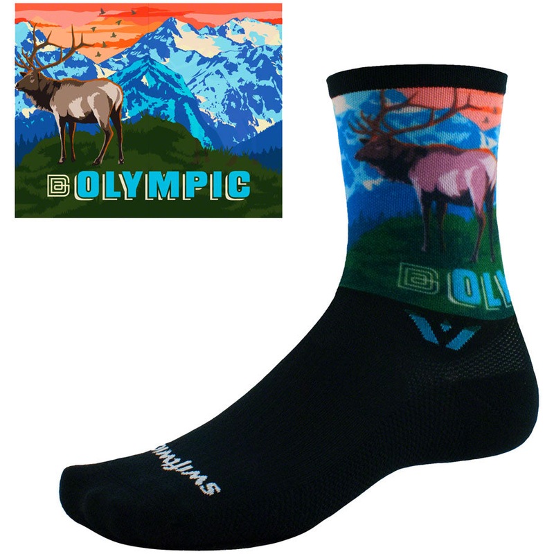 Swiftwick Vision Six Socks – 6 inch, Impression Olympic, Large