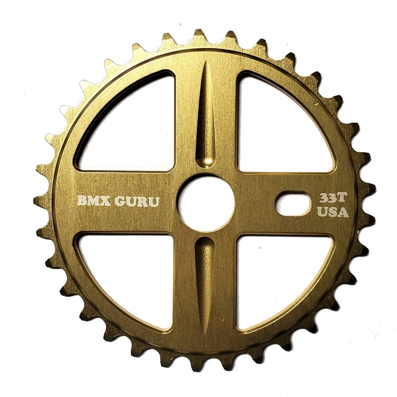 BMXGuru 33t Bolt Drive BMX Aluminum Sprocket / Chainwheel – Gold – USA Made
