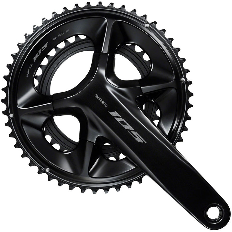 Shimano 105 FC-R7100 Crankset – 170mm, 12-Speed, 50/34t, 110 Asymmetric BCD, Hollowtech II Spindle Interface, Black