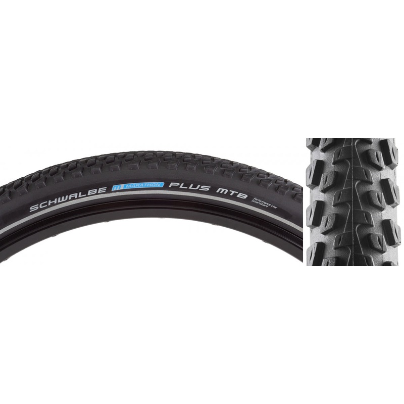 Tire Swb Marathon Plus Mtb 26X2.1 Perf Twin Sm-Guard Black/Bk/Ref Dual E50 Wire