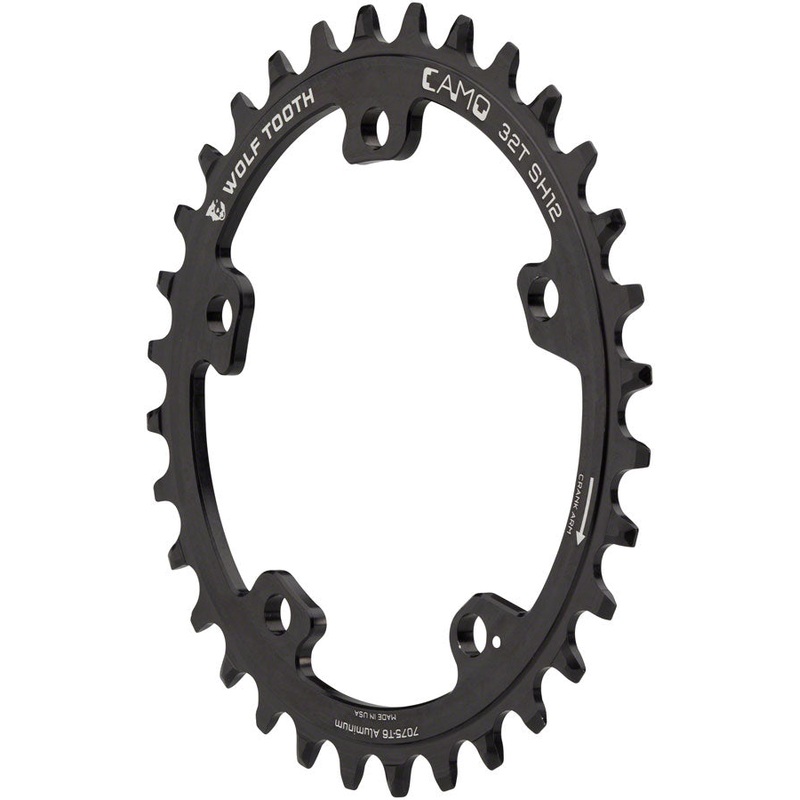Wolf Tooth CAMO Aluminum Chainring – 30t, Wolf Tooth CAMO Mount, Requires 12-Speed Hyperglide+ Chain, Black