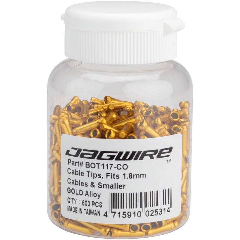 Jagwire 1.8mm Cable End Crimps Gold Bottle/500