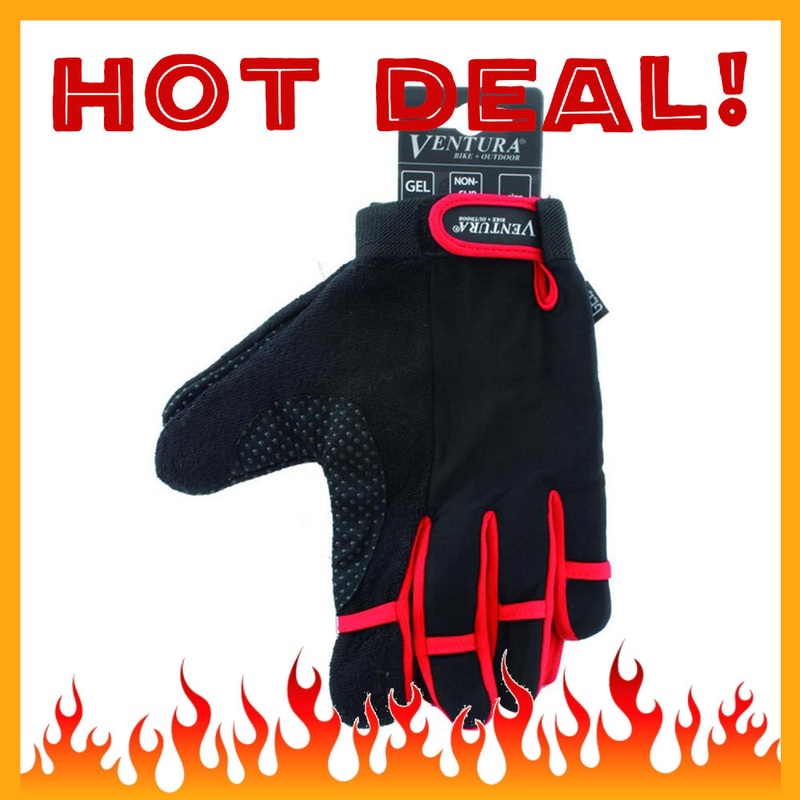 Ventura MTB/BMX Gloves – Size 10 / Adult Large – Black/Red