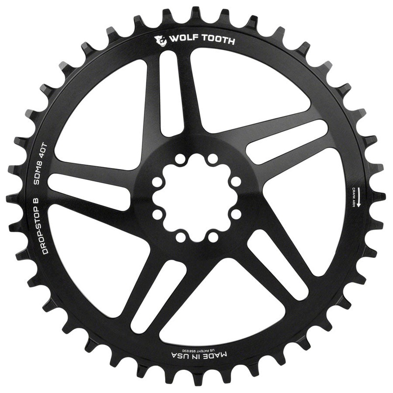 Wolf Tooth Direct Mount Chainring – 44t SRAM Direct Mount Drop-Stop B For SRAM 8-Bolt Cranksets 6mm Offset BLK