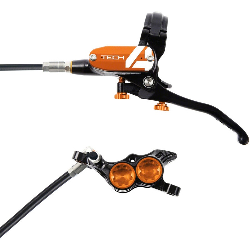 Hope Tech 4 E4 Disc Brake and Lever Set – Front, Hydraulic, Post Mount, Orange