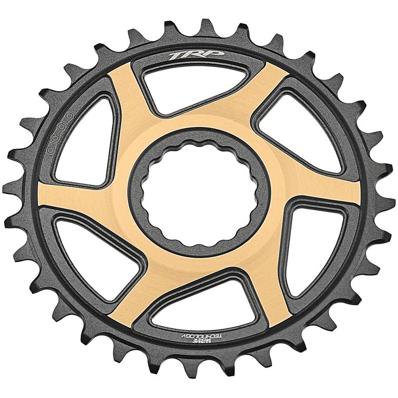 TRP CR-M9050 Boost Direct Mount Chainring – 32t, 12-Speed, CINCH Mount, 3mm Offset, 7075-T6 Aluminum, Sandblasted Black/Gold