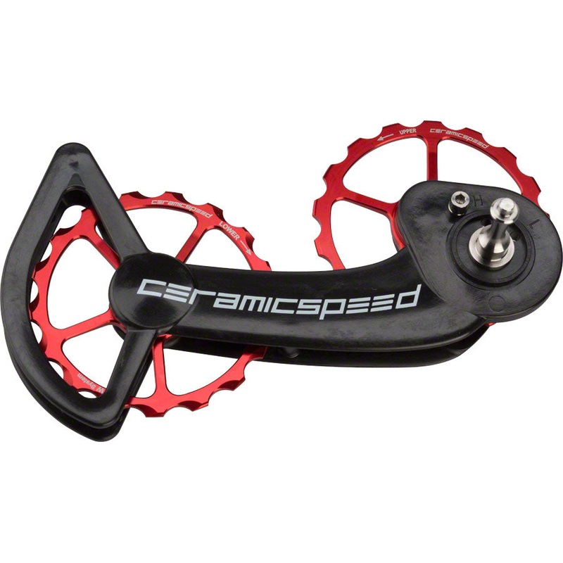 CeramicSpeed Oversized Pulley Wheel System SRAM Mechanical 10/11-Speed Derailleurs  Coated Bearings Alloy Pulley Carbon Cage Red
