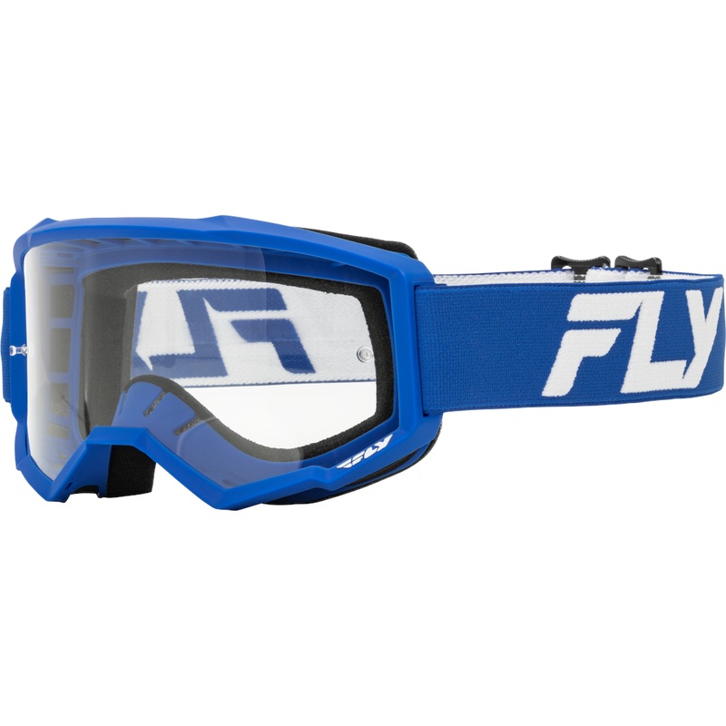 Fly Focus Youth BMX / MX Goggles – Blue/White w/ Clear Lens