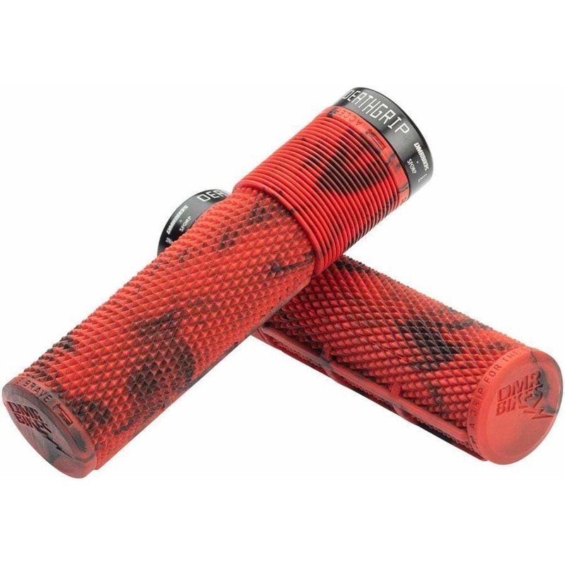 Deathgrip Bike Handlebar Grips – Marble Red, Lock-On, Thick