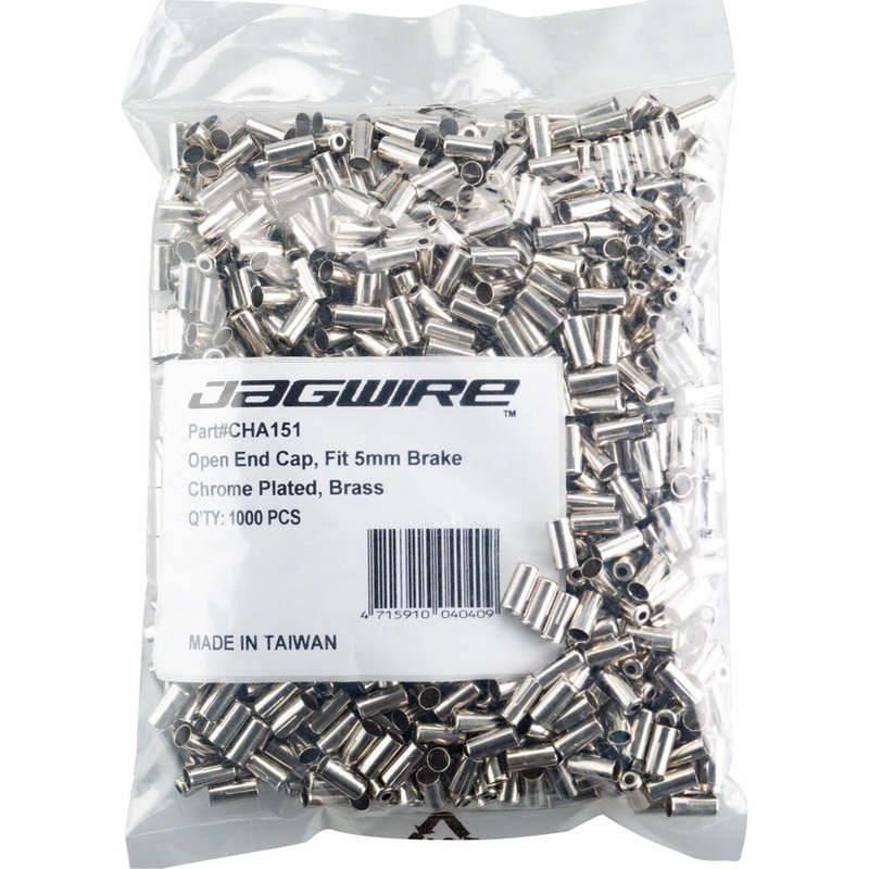 Jagwire 5mm Open Pre-Crimped End Caps Refill Bag of 1000, Chrome Plated