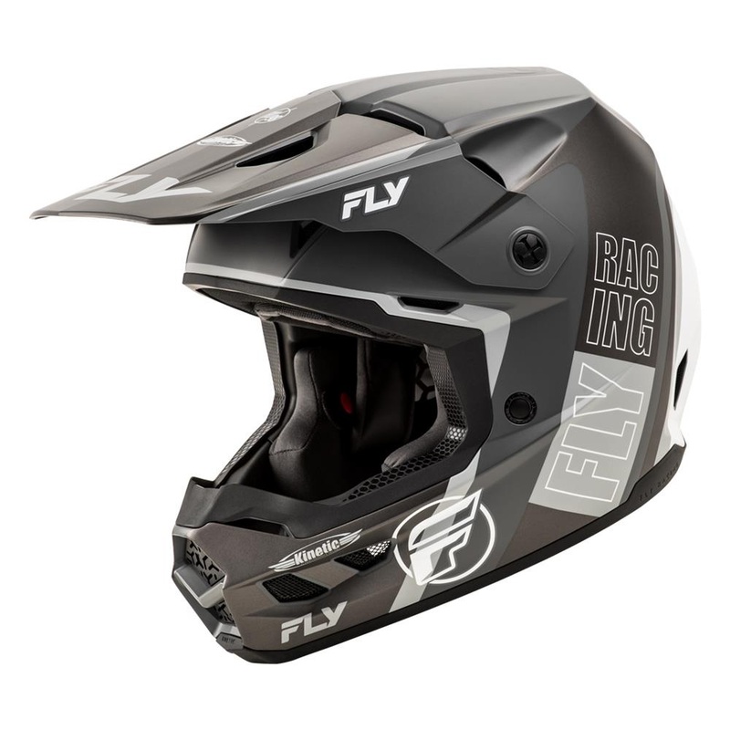 Fly Racing Kinetic Rally Helmet – Matte Grey/Black/White