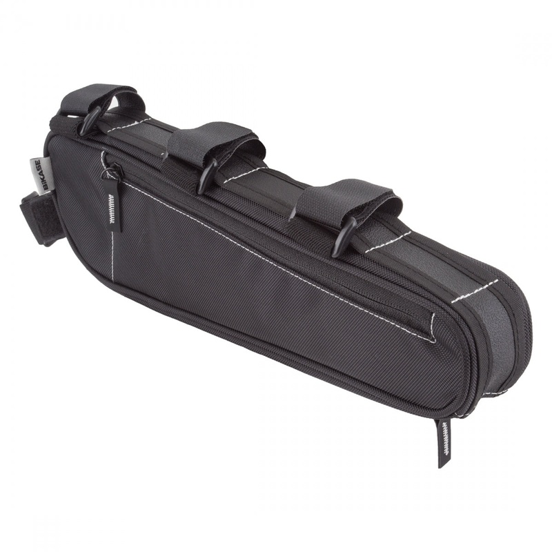 Bikase Long John Frame Bag Black 13.5x4x1.5in Velcro Straps