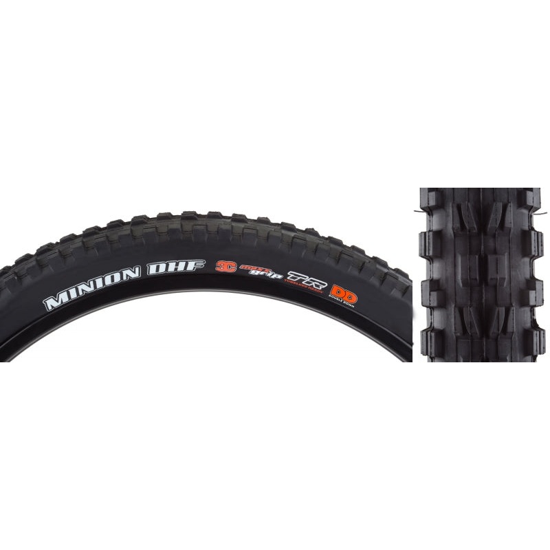 Maxxis Minion DHF Tire – 27.5 x 2.5 Tubeless Folding BLK 3C Maxx Grip DD Wide Trail