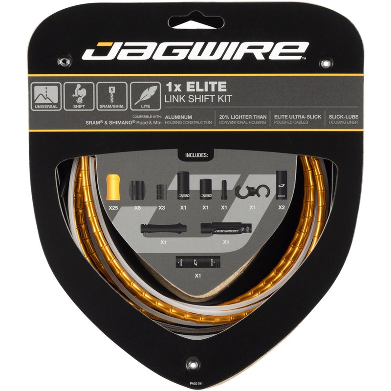 Jagwire 1x Elite Link Shift Cable Kit SRAM/Shimano Polished Ultra-Slick Cable Gold