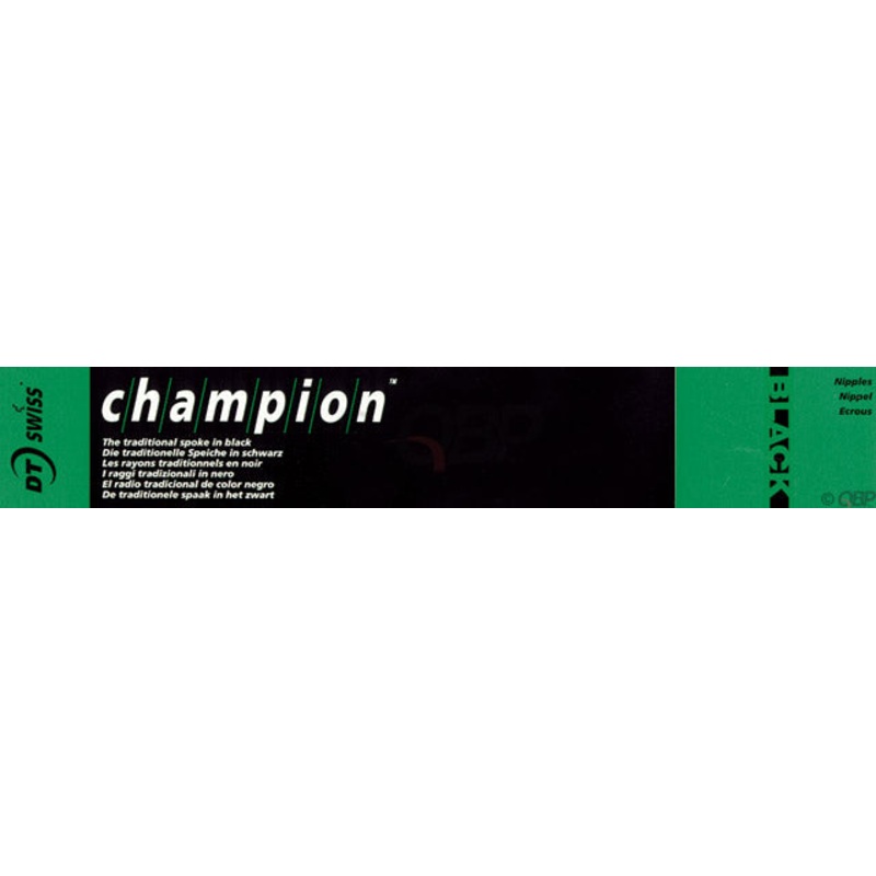 DT Swiss Champion Spoke: 2.0mm Blanks 315mm Straight Pull Black Box of 100