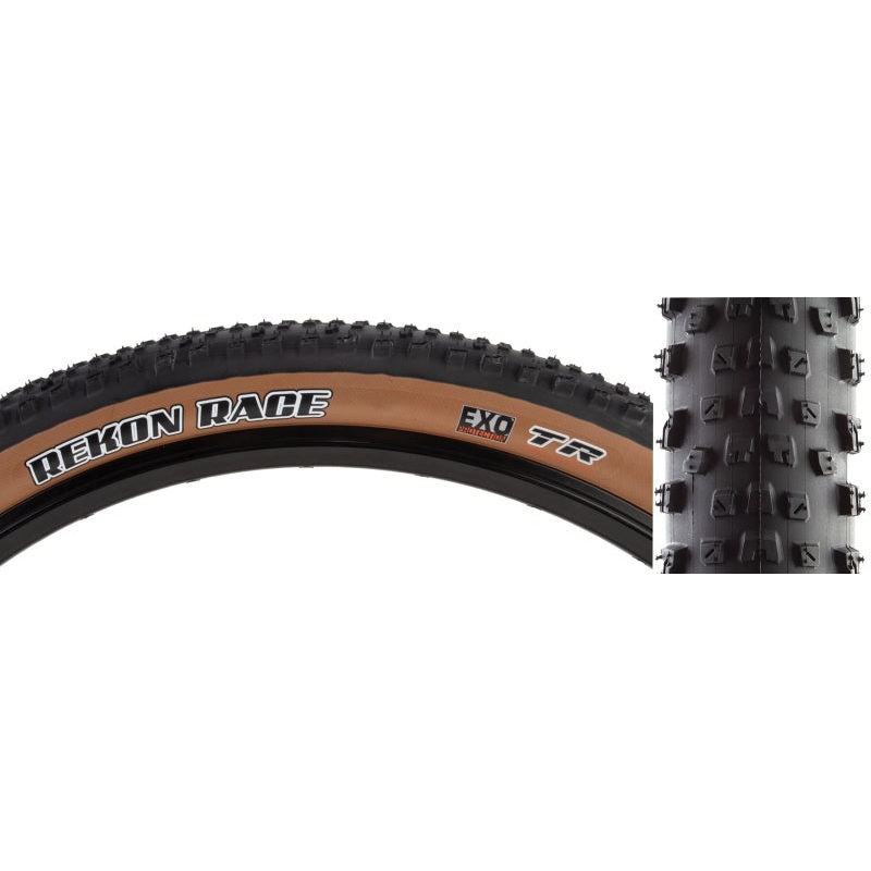 Maxxis Rekon Race Tire – 29 x 2.35 Tubeless Folding Black/Dark Tan Dual EXO
