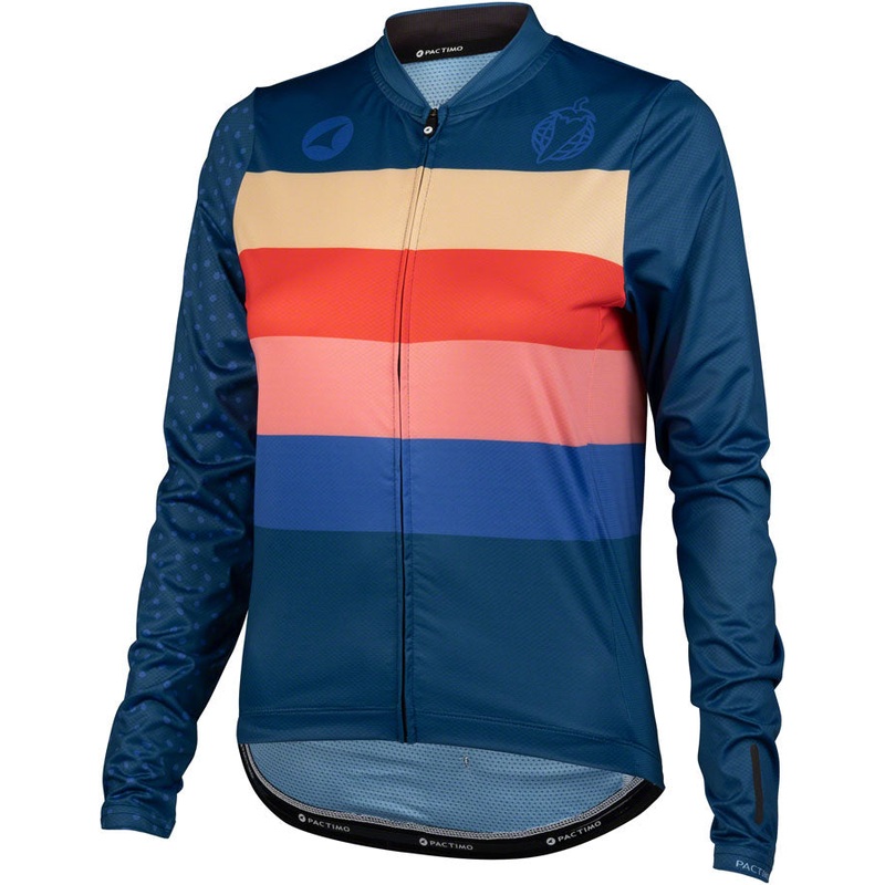 Team Polytone Womens Long Sleeve Jersey – Dark Blue w/ Stripes Large