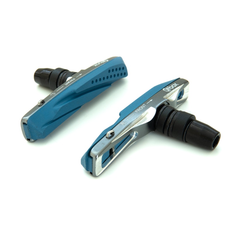 Box One Threaded Brake Pads/Shoes – f/ Carbon Rims – Gray w/ Blue inserts