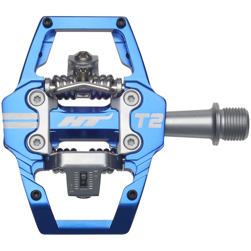 HT Components T2 Pedals – Dual Sided Clipless Platform Aluminum 9/16″ Royal Blue