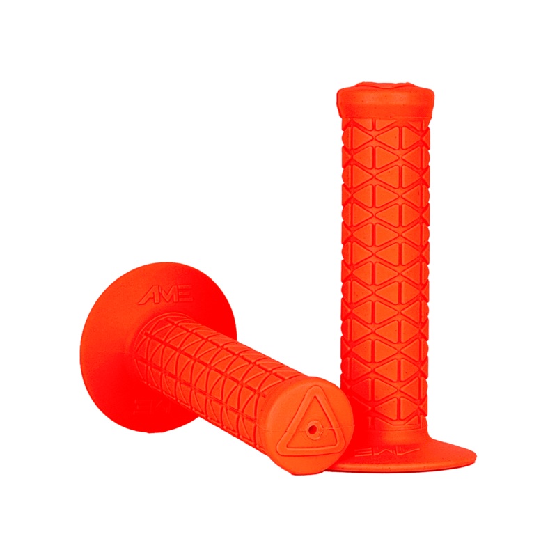 AME Triangle BMX Grips – Flanged – Fluorescent Orange – USA Made