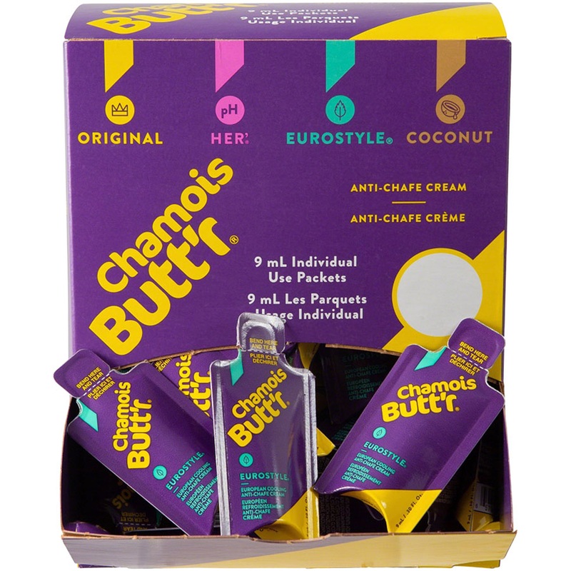 Chamois Butt’r Eurostyle: 0.3oz Packet, POP Box of 75
