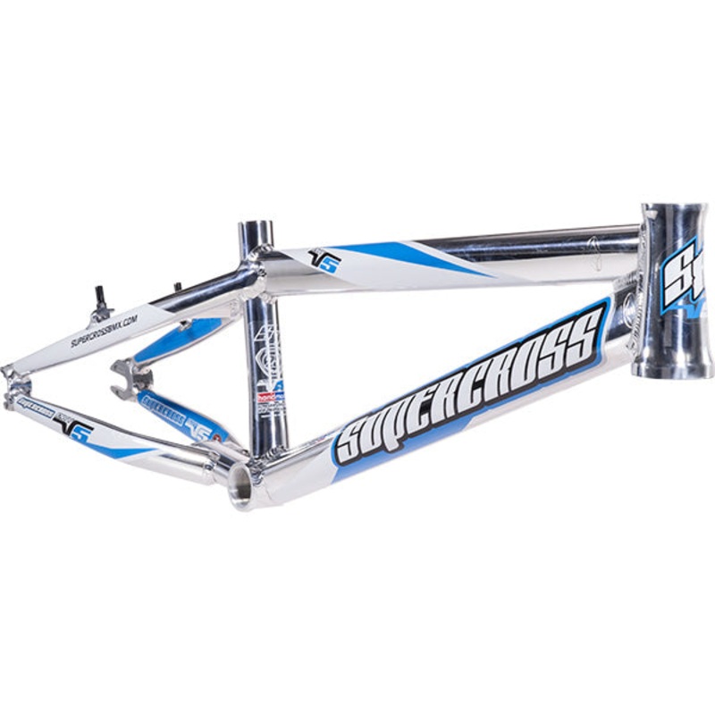 Supercross Envy V5 BMX Race Frame-Mirror Polished/Blue Stickers