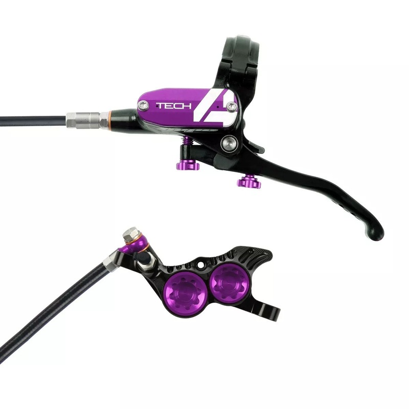 Hope Tech 4 V4 Disc Brake and Lever Set – Front Hydraulic Post Mount Purple
