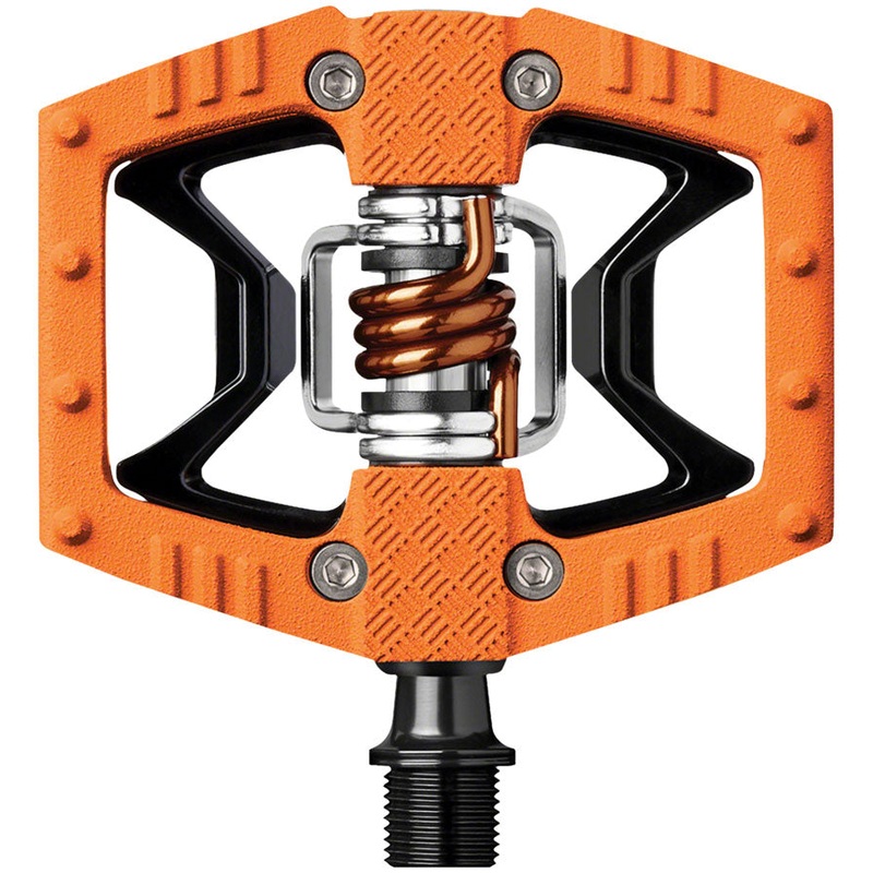 Crankbrothers Double Shot 2 Pedals – Single Side Clipless with Platform, Aluminum, 9/16″, Orange