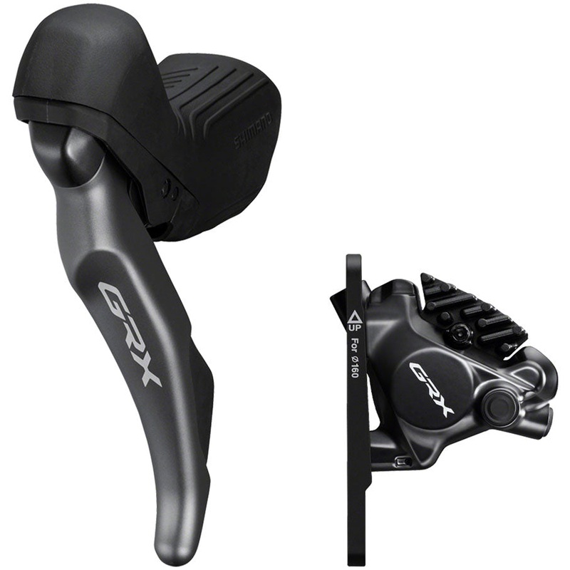 Shimano GRX ST-RX820 Shift/Brake Lever with BR-RX820 Hydraulic Disc Brake Caliper – Left/Front, 2x, Flat Mount Caliper,