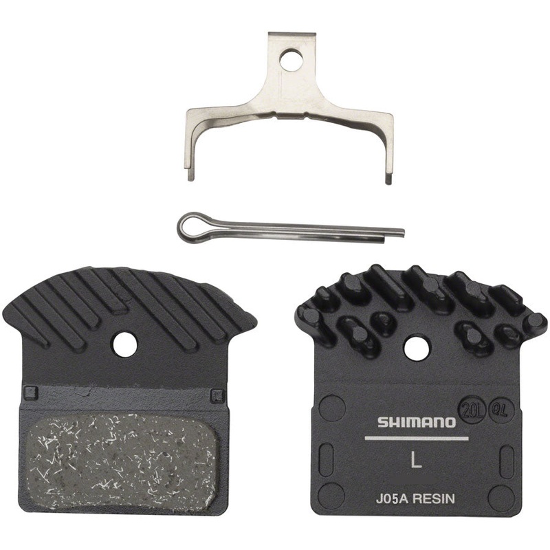 Shimano J05A-RF Disc Brake Pad and Spring – Resin Compound, Finned Aluminum Back Plate