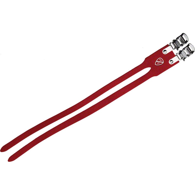 All-City Leather Double Toe straps Red