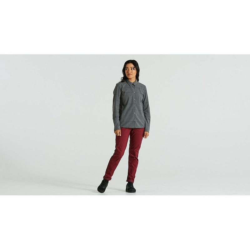 s/f riders flannel shirt ls wmn grey flag window s