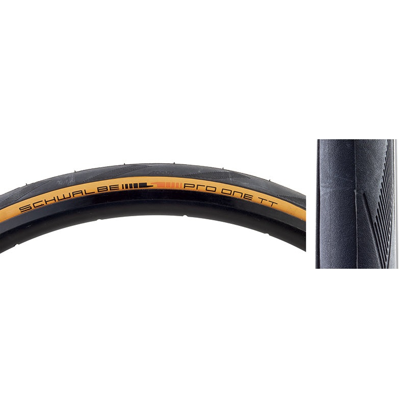 Schwalbe Pro One TT Tire – 700 x 25 Tubeless Folding BLK/Tan Evolution Line Addix Race