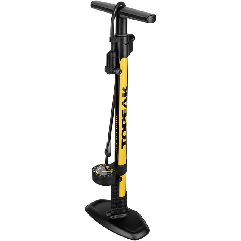 Topeak JoeBlow Sport 2Stage Floor Pump – 160psi / 11bar 3″ Gauge 2-Stage Switch Pressure Gauge TwinHead DX5 YLW/BLK