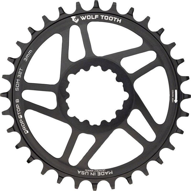 Wolf Tooth Direct Mount Chainring – 30t SRAM Direct Mount Drop-Stop B For SRAM 3-Bolt Boost Cranks 3mm Offset Black