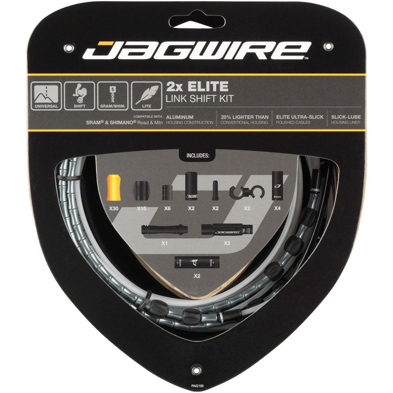 Jagwire 2x Elite Link Shift Cable Kit SRAM/Shimano Polished Ultra-Slick Cables Ltd. Gray