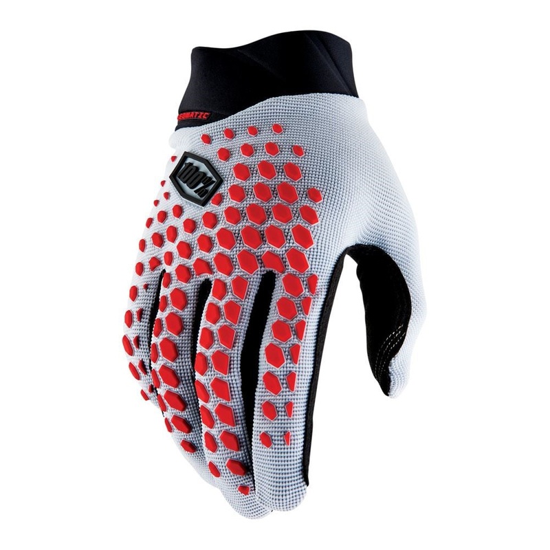 100% Geomatic Glove – Gray-Racer Red