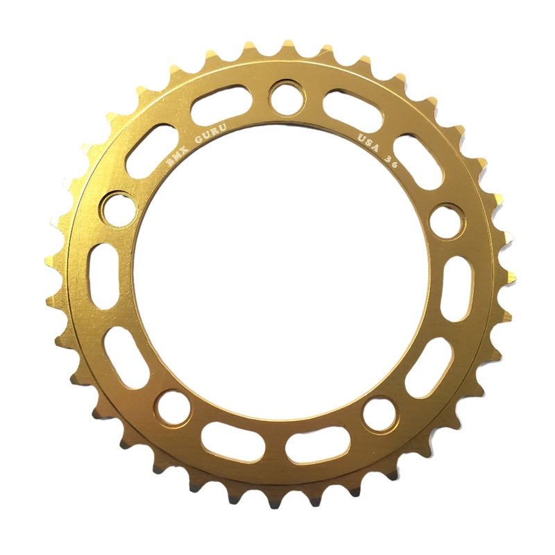 BMXGuru 36t BMX Chainring – Gold – 110mm 5-bolt – USA Made