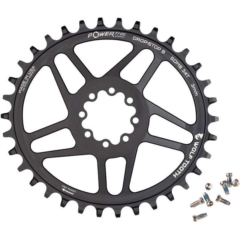 Wolf Tooth Elliptical Direct Mount Chainring – 34t SRAM Direct Mount Drop-Stop B For SRAM 8-Bolt Cranksets 3mm Offset BLK