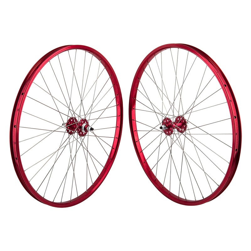 29″ SE Racing Wheelset – Pair – 36H – Double Wall – Sealed Bearing – Flip Flop – Red