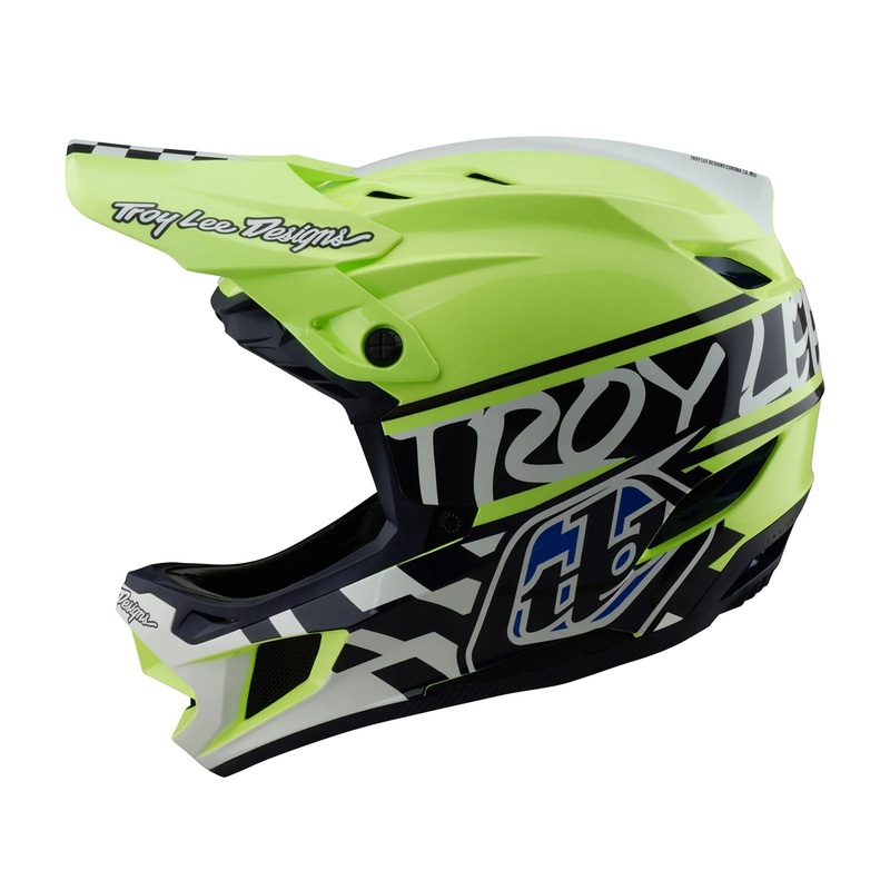 Troy Lee Designs D4 Polyacrylite Full Face Helmet – Fifty-50 – Navy-Glo Yellow