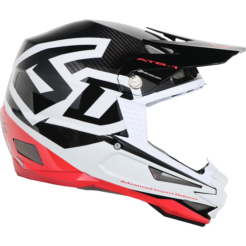 6D ATB-1 Carbon Macro Helmet-White/Red
