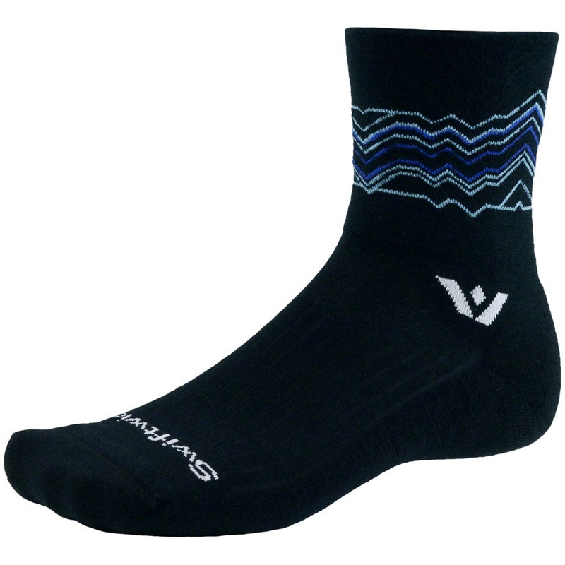 Swiftwick Pursuit Quarter Crew High Socks – 4″ Black/Blue Medium