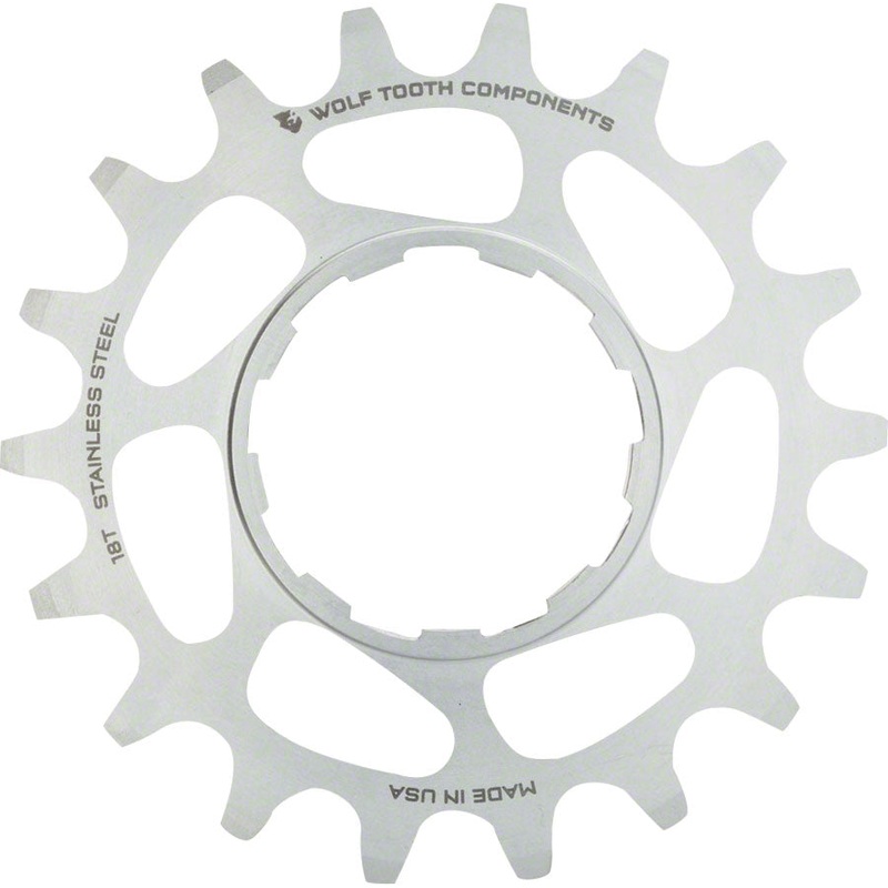 Wolf Tooth Single Speed Stainless Steel Cog – 18t Compatible 3/32″ Chains