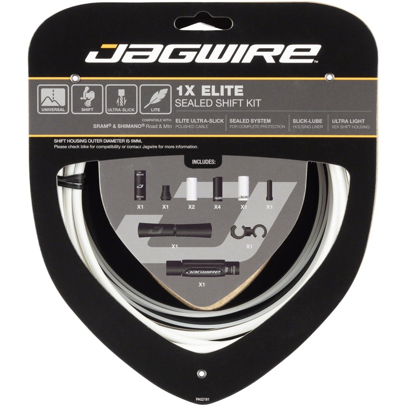 Jagwire 1x Elite Sealed Shift Cable Kit – SRAM/Shimano, Polished Ultra-Slick Cables, White