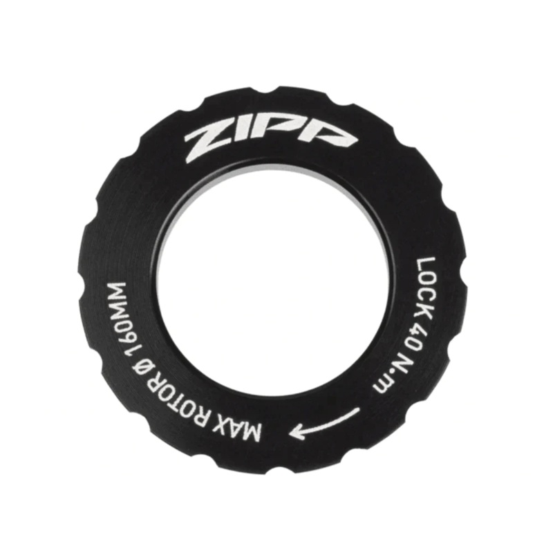 HUB CENTERLOCK ROTOR DISC LOCKRING BLACK ZIPP LOGO QTY 1